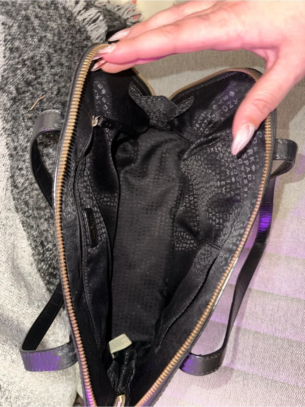 kate spade Black Leather Dome Shoulder Bag